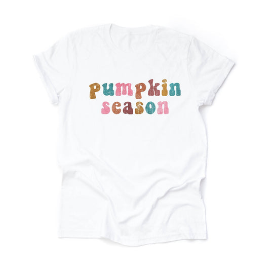 Fall Pumpkin Tee, Super Fun 70s Style Pumpkin Season, Retro Pumpkin Design on premium unisex shirt, 4 color choices, 3x fall, 4x fall