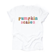Fall Pumpkin Tee, Super Fun 70s Style Pumpkin Season, Retro Pumpkin Design on premium unisex shirt, 4 color choices, 3x fall, 4x fall