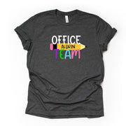 Personalize this Office Crew Tee with Your School or Office Name Design on premium Bella + Canvas unisex shirt, 3 color choices, plus size