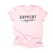 Breast Cancer Awareness Shirt, Support Squad for Breast Cancer, Pink ribbon on premium unisex shirt, 3 color choices, plus sizes