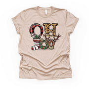 Christmas Tee, Cute Oh Joy Christmas with Reindeer and Stocking Design, premium unisex shirt, 3 color choices, plus size, 3x, 4x christmas