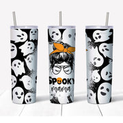 20 oz Skinny Tumbler, Halloween Tumbler, Spooky Mama Skinny Tumbler, Ghosts Tumbler, Halloween Skinny, 20 oz Stainless Steel Tumbler