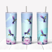 20 oz Skinny Tumbler, Pretty Hummingbird Skinny Tumbler, Hummingbirds on Tumbler, Gift for Mom, 20 oz Stainless Steel Tumbler