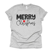 Christmas Tee, Super Fun Merry Christmas with Heart, Love Christmas Design on premium cotton unisex shirt, plus sizes, 2x, 3x, 4x