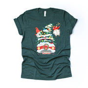 Christmas Tee, Christmas Gnomes Hanging on Christmas Tree in a Old Truck, premium unisex shirt, 3 color choices, 3x christmas, 4x christrmas