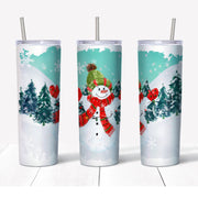 20 oz Skinny Tumbler, Super Cute Snowman in the Snow Tumbler, Fun Christmas Tumbler, Christmas Skinny, 20 oz Stainless Steel Tumbler