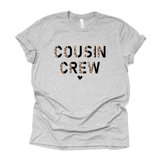 Super Cute Leopard Print Cousin Crew, Matching Cousins Design on premium unisex shirt, 3 color choices, 3x, 4x, plus sizes available