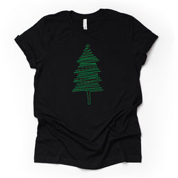 Pretty Modern Christmas Tree, Swirly Christmas Tree with Stars Design on premium unisex shirt, 3 color choices, plus size, 3x, 4x christmas