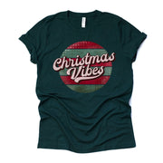 Christmas Tee, Retro Christmas Vibes, 70s Style Christmas Vibes Design on premium unisex shirt, 3 color choices, plus size, 3x, 4x christmas