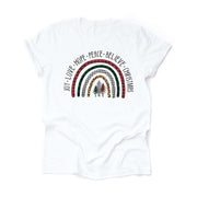 Christmas Tee, Christmas Rainbow, Joy, Love, Hope, Peace, Believe in Christmas Design, premium cotton unisex shirt, plus sizes, 2x, 3x, 4x