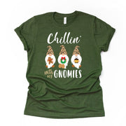 Christmas Tee, Chillin' With My Gnomies, Christmas Gnomes, Leopard Gnomes Design on premium cotton unisex shirt, plus sizes, 2x, 3x, 4x