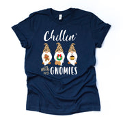 Christmas Tee, Chillin' With My Gnomies, Christmas Gnomes, Leopard Gnomes Design on premium cotton unisex shirt, plus sizes, 2x, 3x, 4x
