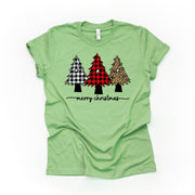 Christmas Tee, Cute Buffalo Plaid and Leopard Christmas Trees, Christmas Trees Design on premium cotton unisex shirt, plus sizes, 2x, 3x, 4x