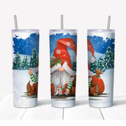 20 oz Skinny Tumbler, Fun Christmas Gnome Peace Sign Tumbler, Fun Christmas Tumbler, Christmas Skinny, 20 oz Stainless Steel Tumbler