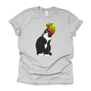 Christmas Tee, Super Cute Tuxedo Cat with Elf Hat, Black and White Cat Design, premium unisex shirt, 4 color choices, 3x tee, 4x cat tee