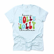 Christmas Tee, Have A Holly Jolly Christmas in Fun Bubble Letters Design, premium cotton unisex shirt, plus sizes, 2x, 3x, 4x