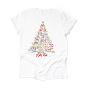 Christmas Christian Tee, Beautiful JESUS Christmas Tree, Names of Jesus Tree Design,  premium cotton unisex shirt, plus sizes, 2x, 3x, 4x