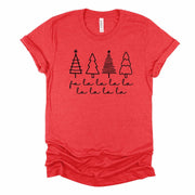 Christmas Tee, Simple Christmas Tree Fa La La La La, Modern Christmas Trees Design, premium cotton unisex shirt, plus sizes, 2x, 3x, 4x