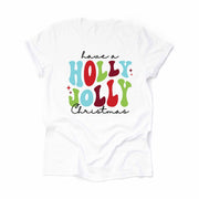 Christmas Tee, Have A Holly Jolly Christmas in Fun Bubble Letters Design, premium cotton unisex shirt, plus sizes, 2x, 3x, 4x