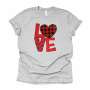 Valentine's Day, LOVE with Red Plaid Heart and Bandana Print design, premium unisex shirt, 3 color choices, 3x valentine, 4x valentine