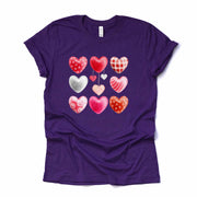 Super Pretty Watercolor Hearts in a Row, Valentine Hearts design, premium unisex shirt, 3 color choices, 3x valentine, 4x valentine