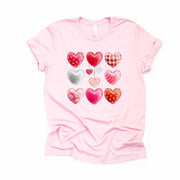 Super Pretty Watercolor Hearts in a Row, Valentine Hearts design, premium unisex shirt, 3 color choices, 3x valentine, 4x valentine