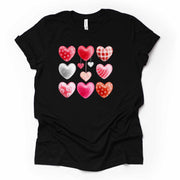 Super Pretty Watercolor Hearts in a Row, Valentine Hearts design, premium unisex shirt, 3 color choices, 3x valentine, 4x valentine