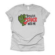 Valentine's Day, You're Stuck With Me Cactus Valentine Design, premium unisex shirt, 3 color choices, 3x valentine, 4x valentine, plus size