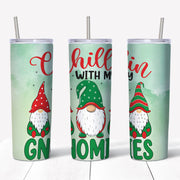 20 oz Skinny Tumbler, Chillin' With My Gnomies Skinny Tumbler, Christmas Gnomes Skinny Tumbler, Gnomes Skinny, 20 oz Stainless Steel Tumbler