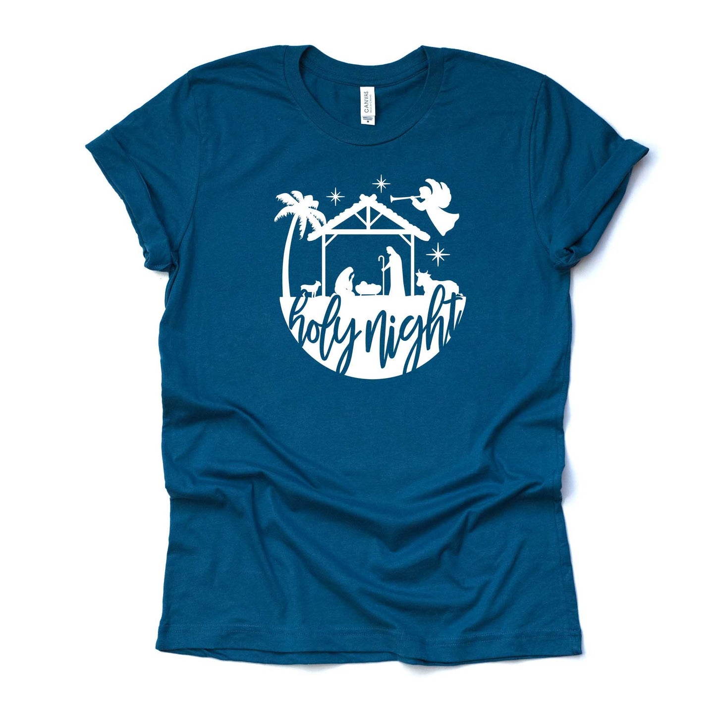 Christian Christmas, Nativity Scene Holy Night, Holy Night Manger Design, premium unisex shirt, 3 color choices, plus size, 3x, 4x christmas