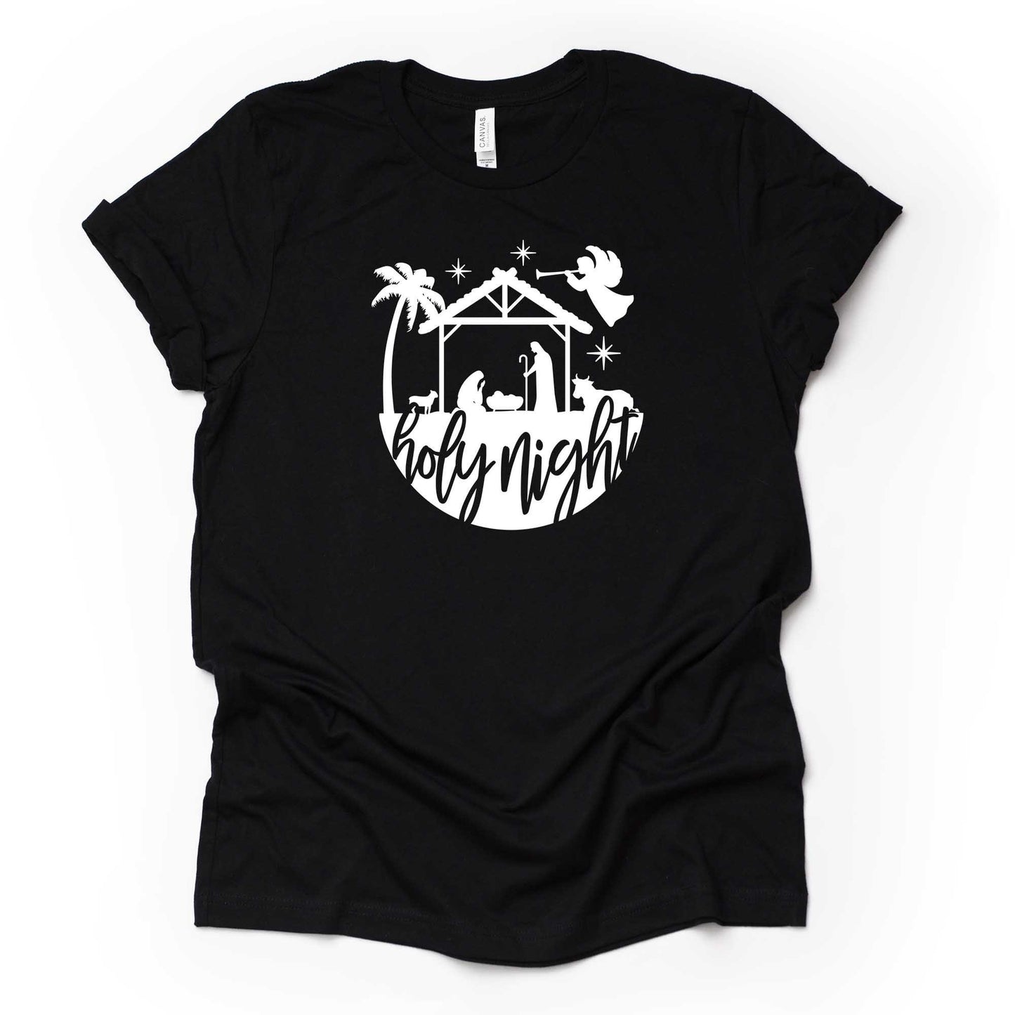 Christian Christmas, Nativity Scene Holy Night, Holy Night Manger Design, premium unisex shirt, 3 color choices, plus size, 3x, 4x christmas