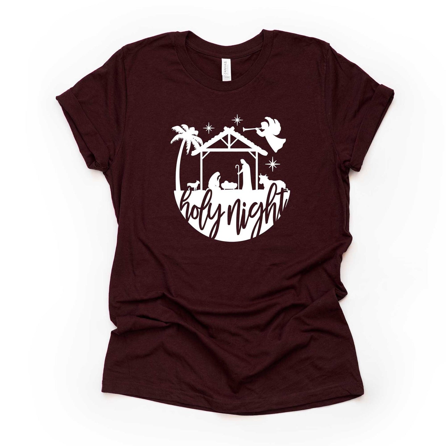 Christian Christmas, Nativity Scene Holy Night, Holy Night Manger Design, premium unisex shirt, 3 color choices, plus size, 3x, 4x christmas