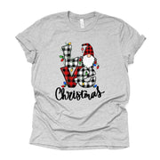 Christmas Tee, Cute Gnome with Christmas Lights, LOVE CHRISTMAS, Christmas Gnome Design, premium cotton unisex shirt, plus sizes, 2x, 3x, 4x