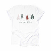 Christmas Tee, Super Cute Pink Modern Christmas Trees in a Row Design on premium unisex shirt, 3 color choices, plus sizes available