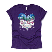 Snow Fun Shirt, Super Cute Snow People Family, Snowman, Snowcat, Snowdog Design on premium unisex shirt, 3 color choices, 3x snow, 4x snow