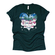 Snow Fun Shirt, Super Cute Snow People Family, Snowman, Snowcat, Snowdog Design on premium unisex shirt, 3 color choices, 3x snow, 4x snow