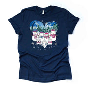 Snow Fun Shirt, Super Cute Snow People Family, Snowman, Snowcat, Snowdog Design on premium unisex shirt, 3 color choices, 3x snow, 4x snow