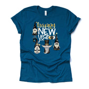 New Year's 2022 Tee, Happy New Year Gnomes, Cute New Years Gnomes Design on premium Bella + Canvas unisex shirt, 3 color choices, plus size