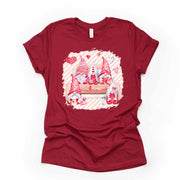 Valentine Gnomes in Truck, Cute Pink Gnomes in Back of Truck Design, premium unisex shirt, 4 color choices, 3x valentine, 4x valentine tee