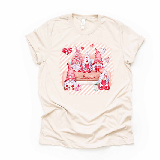 Valentine Gnomes in Truck, Cute Pink Gnomes in Back of Truck Design, premium unisex shirt, 4 color choices, 3x valentine, 4x valentine tee