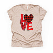 Valentine's Day, LOVE with Red Plaid Heart and Bandana Print design, premium unisex shirt, 3 color choices, 3x valentine, 4x valentine