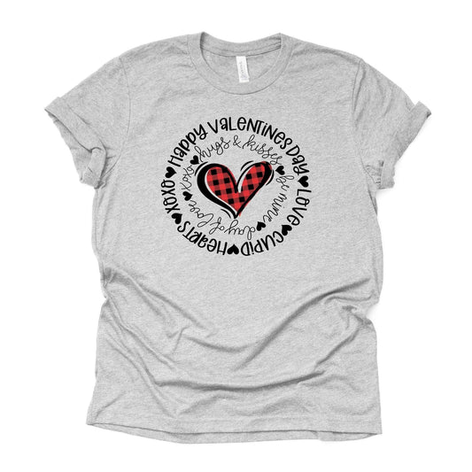 Valentine's Day, Happy Valentine's Day with Cute Red Plaid Heart design, premium unisex shirt, 3 color choices, 3x valentine, 4x valentine