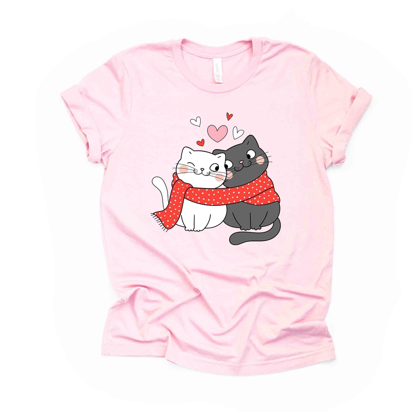 Valentine's Tee, Super Cute Valentine Cat Couple, Cat Couple Design, premium unisex shirt, 3 color choices, 2X, 3X, 4X, plus sizes available