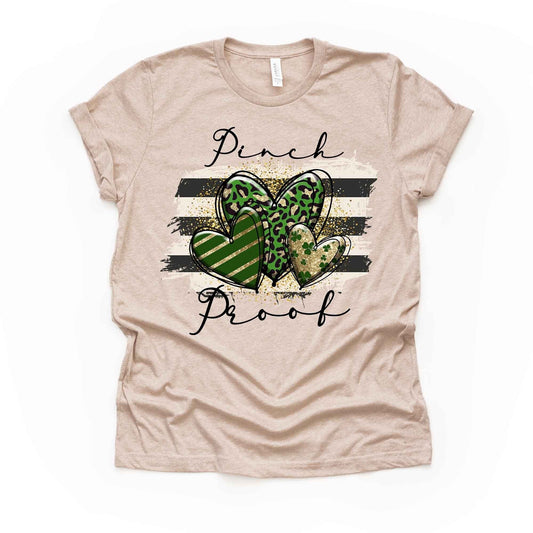 St Patrick's Day, Super Fun PINCH PROOF with Shamrocks Design, premium unisex tee, 3 color choices, 3x st patrick, 4x st patrick, plus