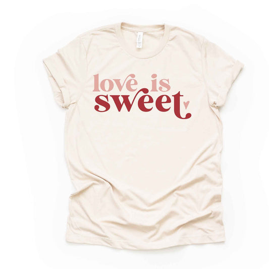 Valentine's Day Tee, Retro Love Is Sweet Valentine Design, premium unisex shirt, 3 color choices, 3x valentine, 4x valentine, plus size