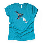 Spring Floral Tee, Super Cute Floral Print Hummingbirds Design on premium unisex shirt, 3 color choices, 3x hummingbird, 4x hummingbird