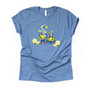 Lemon Gnomes, Super Cute Blue and White Striped Lemon Gnomes Design on premium unisex shirt, 3 color choices, 3x hummingbird, 4x hummingbird