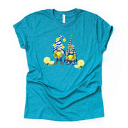 Lemon Gnomes, Super Cute Blue and White Striped Lemon Gnomes Design on premium unisex shirt, 3 color choices, 3x hummingbird, 4x hummingbird