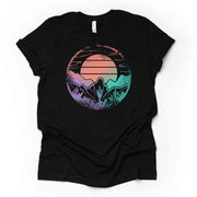 Desert Sunset Tee, Retro Look Desert Sunset, Distressed Sunset in Desert Design on premium unisex shirt, 3x desert sunset, 4x desert sunset