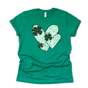 St Patrick's Day Tee, Triple St Patrick's Day Heart with Clovers Design, premium unisex tee, 3 color choices, 3x st patrick, 4x st patrick